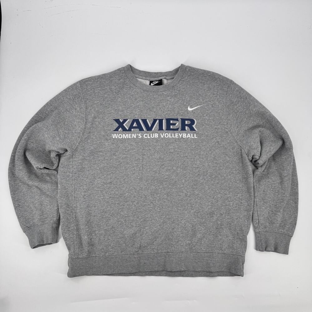Nike Xavier University Womens Club Volleyball Crewneck Sweatshirt Gray L